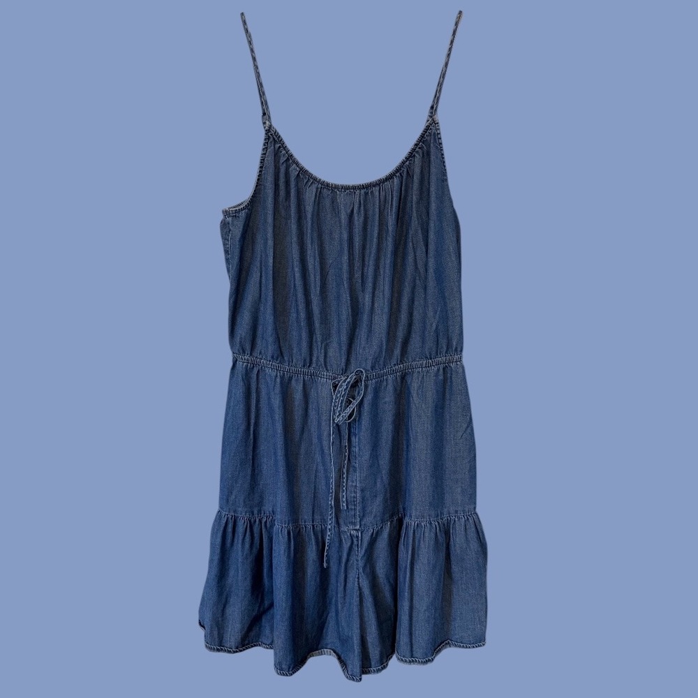 Express Wmns Chambray Shortalls/Dress with Undershorts Spaghetti Strap M Summer